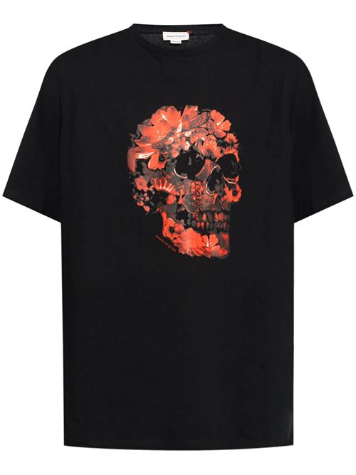 T-shirt nera con teschio Alexander McQueen | 794575QTABM0512